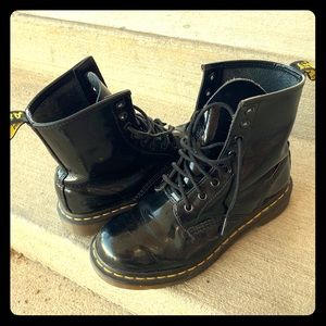 Size 6 Doc Martens, worn, some scratches.